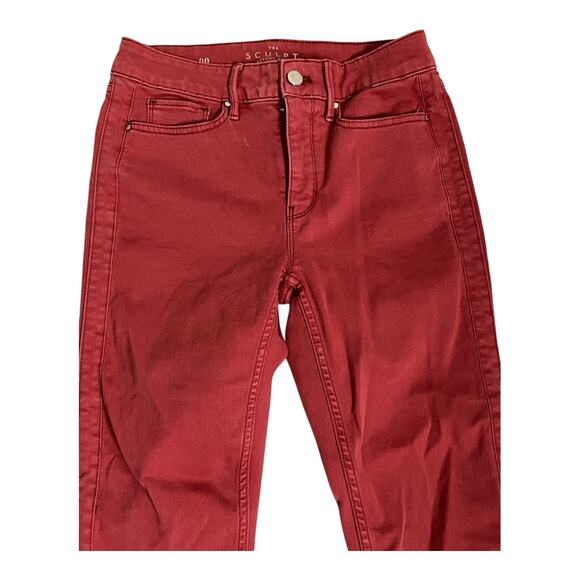WHBM Sculpt Skinny Crop Jeans Basic Casual Denim Pants 00 XS Red - Picture 3 of 7